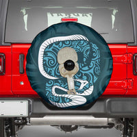 Turquoise New Zealand Eel Spare Tire Cover Aotearoa Maori Tuna With Kotiate Weapon LT14 - Polynesian Pride