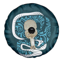 Turquoise New Zealand Eel Spare Tire Cover Aotearoa Maori Tuna With Kotiate Weapon LT14 - Polynesian Pride