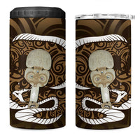 Gold New Zealand Eel 4 in 1 Can Cooler Tumbler Aotearoa Maori Tuna With Kotiate Weapon LT14 One Size: 16 oz Gold - Polynesian Pride