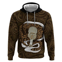 Gold New Zealand Eel Hoodie Aotearoa Maori Tuna With Kotiate Weapon LT14 Pullover Hoodie Gold - Polynesian Pride