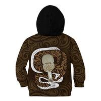 Gold New Zealand Eel Kid Hoodie Aotearoa Maori Tuna With Kotiate Weapon LT14 - Polynesian Pride