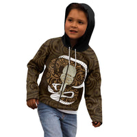 Gold New Zealand Eel Kid Hoodie Aotearoa Maori Tuna With Kotiate Weapon LT14 - Polynesian Pride