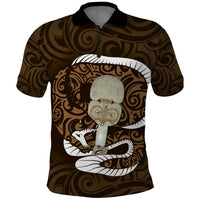 Gold New Zealand Eel Polo Shirt Aotearoa Maori Tuna With Kotiate Weapon LT14 Gold - Polynesian Pride