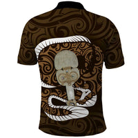 Gold New Zealand Eel Polo Shirt Aotearoa Maori Tuna With Kotiate Weapon LT14 - Polynesian Pride