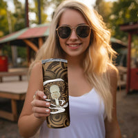 Gold New Zealand Eel Skinny Tumbler Aotearoa Maori Tuna With Kotiate Weapon LT14 - Polynesian Pride