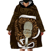 Gold New Zealand Eel Wearable Blanket Hoodie Aotearoa Maori Tuna With Kotiate Weapon LT14 - Polynesian Pride