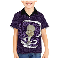 Purple New Zealand Eel Family Matching Mermaid Dress and Hawaiian Shirt Aotearoa Maori Tuna With Kotiate Weapon LT14 Son's Shirt Purple - Polynesian Pride