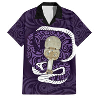 Purple New Zealand Eel Family Matching Off Shoulder Maxi Dress and Hawaiian Shirt Aotearoa Maori Tuna With Kotiate Weapon LT14 Dad's Shirt - Short Sleeve Purple - Polynesian Pride
