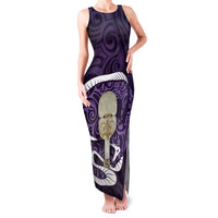 Purple New Zealand Eel Family Matching Tank Maxi Dress and Hawaiian Shirt Aotearoa Maori Tuna With Kotiate Weapon LT14 Mom's Dress Purple - Polynesian Pride