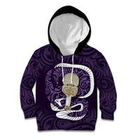 Purple New Zealand Eel Kid Hoodie Aotearoa Maori Tuna With Kotiate Weapon LT14 Hoodie Purple - Polynesian Pride