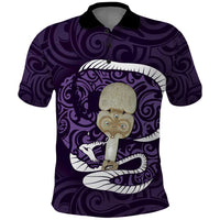 Purple New Zealand Eel Polo Shirt Aotearoa Maori Tuna With Kotiate Weapon LT14 Purple - Polynesian Pride