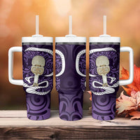 Purple New Zealand Eel Tumbler With Handle Aotearoa Maori Tuna With Kotiate Weapon LT14 - Polynesian Pride