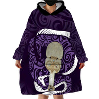 Purple New Zealand Eel Wearable Blanket Hoodie Aotearoa Maori Tuna With Kotiate Weapon LT14 - Polynesian Pride