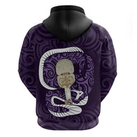 Purple New Zealand Eel Zip Hoodie Aotearoa Maori Tuna With Kotiate Weapon LT14 - Polynesian Pride