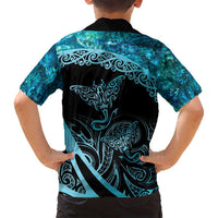 New Zealand Stingray Family Matching Summer Maxi Dress and Hawaiian Shirt Aotearoa Whai With Maori Paua Shell LT14 - Polynesian Pride