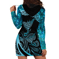 New Zealand Stingray Hoodie Dress Aotearoa Whai With Maori Paua Shell LT14 - Polynesian Pride