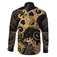 Black And Gold Aotearoa Whai Family Matching Summer Maxi Dress and Hawaiian Shirt NZ Stingrays Maori Curves Style LT14 - Polynesian Pride