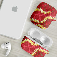 Red Palaka Hawaii Mele Kalikimaka AirPods Case Ohia Lehua Monstera Puakenikeni Lei LT14 - Polynesian Pride