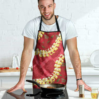 Red Palaka Hawaii Mele Kalikimaka Apron Ohia Lehua Monstera Puakenikeni Lei LT14 - Polynesian Pride