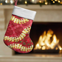 Red Palaka Hawaii Mele Kalikimaka Christmas Stocking Ohia Lehua Monstera Puakenikeni Lei LT14 Set of 2 Red - Polynesian Pride