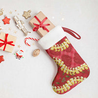Red Palaka Hawaii Mele Kalikimaka Christmas Stocking Ohia Lehua Monstera Puakenikeni Lei LT14 - Polynesian Pride