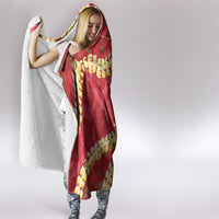 Red Palaka Hawaii Mele Kalikimaka Hooded Blanket Ohia Lehua Monstera Puakenikeni Lei LT14 - Polynesian Pride