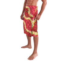 Red Palaka Hawaii Mele Kalikimaka Lavalava Ohia Lehua Monstera Puakenikeni Lei LT14 - Polynesian Pride