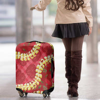 Red Palaka Hawaii Mele Kalikimaka Luggage Cover Ohia Lehua Monstera Puakenikeni Lei LT14 - Polynesian Pride