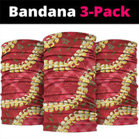 Red Palaka Hawaii Mele Kalikimaka Neck Gaiter Ohia Lehua Monstera Puakenikeni Lei LT14 package One Size: 25*50cm Red - Polynesian Pride