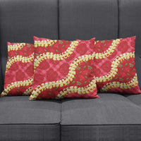 Red Palaka Hawaii Mele Kalikimaka Pillow Cover Ohia Lehua Monstera Puakenikeni Lei LT14 - Polynesian Pride