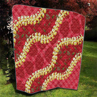 Red Palaka Hawaii Mele Kalikimaka Quilt Ohia Lehua Monstera Puakenikeni Lei LT14 - Polynesian Pride