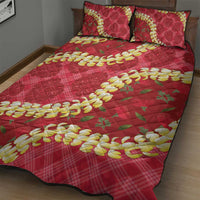 Red Palaka Hawaii Mele Kalikimaka Quilt Bed Set Ohia Lehua Monstera Puakenikeni Lei LT14 - Polynesian Pride