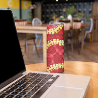 Red Palaka Hawaii Mele Kalikimaka Skinny Tumbler Ohia Lehua Monstera Puakenikeni Lei LT14 - Polynesian Pride