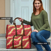 Red Palaka Hawaii Mele Kalikimaka Travel Bag Ohia Lehua Monstera Puakenikeni Lei LT14 - Polynesian Pride