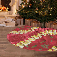 Red Palaka Hawaii Mele Kalikimaka Tree Skirt Ohia Lehua Monstera Puakenikeni Lei LT14 - Polynesian Pride