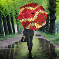 Red Palaka Hawaii Mele Kalikimaka Umbrella Ohia Lehua Monstera Puakenikeni Lei LT14 - Polynesian Pride