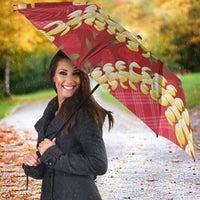 Red Palaka Hawaii Mele Kalikimaka Umbrella Ohia Lehua Monstera Puakenikeni Lei LT14 - Polynesian Pride