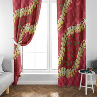 Red Palaka Hawaii Mele Kalikimaka Window Curtain Ohia Lehua Monstera Puakenikeni Lei LT14 - Polynesian Pride