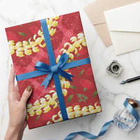 Red Palaka Hawaii Mele Kalikimaka Wrapping Paper Ohia Lehua Monstera Puakenikeni Lei LT14 - Polynesian Pride