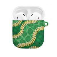 Green Palaka Hawaii Mele Kalikimaka AirPods Case Ohia Lehua Monstera Puakenikeni Lei LT14 Green - Polynesian Pride