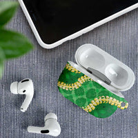 Green Palaka Hawaii Mele Kalikimaka AirPods Case Ohia Lehua Monstera Puakenikeni Lei LT14 - Polynesian Pride