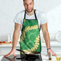 Green Palaka Hawaii Mele Kalikimaka Apron Ohia Lehua Monstera Puakenikeni Lei LT14 - Polynesian Pride
