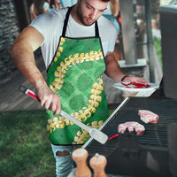 Green Palaka Hawaii Mele Kalikimaka Apron Ohia Lehua Monstera Puakenikeni Lei LT14 - Polynesian Pride