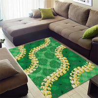 Green Palaka Hawaii Mele Kalikimaka Area Rug Ohia Lehua Monstera Puakenikeni Lei LT14 - Polynesian Pride