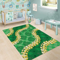 Green Palaka Hawaii Mele Kalikimaka Area Rug Ohia Lehua Monstera Puakenikeni Lei LT14 - Polynesian Pride
