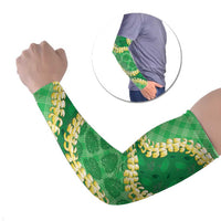 Green Palaka Hawaii Mele Kalikimaka Arm Sleeves Ohia Lehua Monstera Puakenikeni Lei LT14 Set of 2 Green - Polynesian Pride