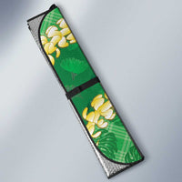 Green Palaka Hawaii Mele Kalikimaka Auto Sun Shade Ohia Lehua Monstera Puakenikeni Lei LT14 - Polynesian Pride