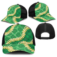 Green Palaka Hawaii Mele Kalikimaka Baseball Net Cap Ohia Lehua Monstera Puakenikeni Lei LT14 - Polynesian Pride