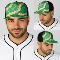 Green Palaka Hawaii Mele Kalikimaka Baseball Net Cap Ohia Lehua Monstera Puakenikeni Lei LT14 - Polynesian Pride