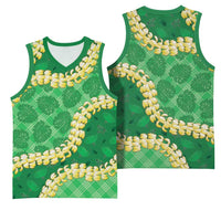 Green Palaka Hawaii Mele Kalikimaka Basketball Jersey Ohia Lehua Monstera Puakenikeni Lei LT14 - Polynesian Pride